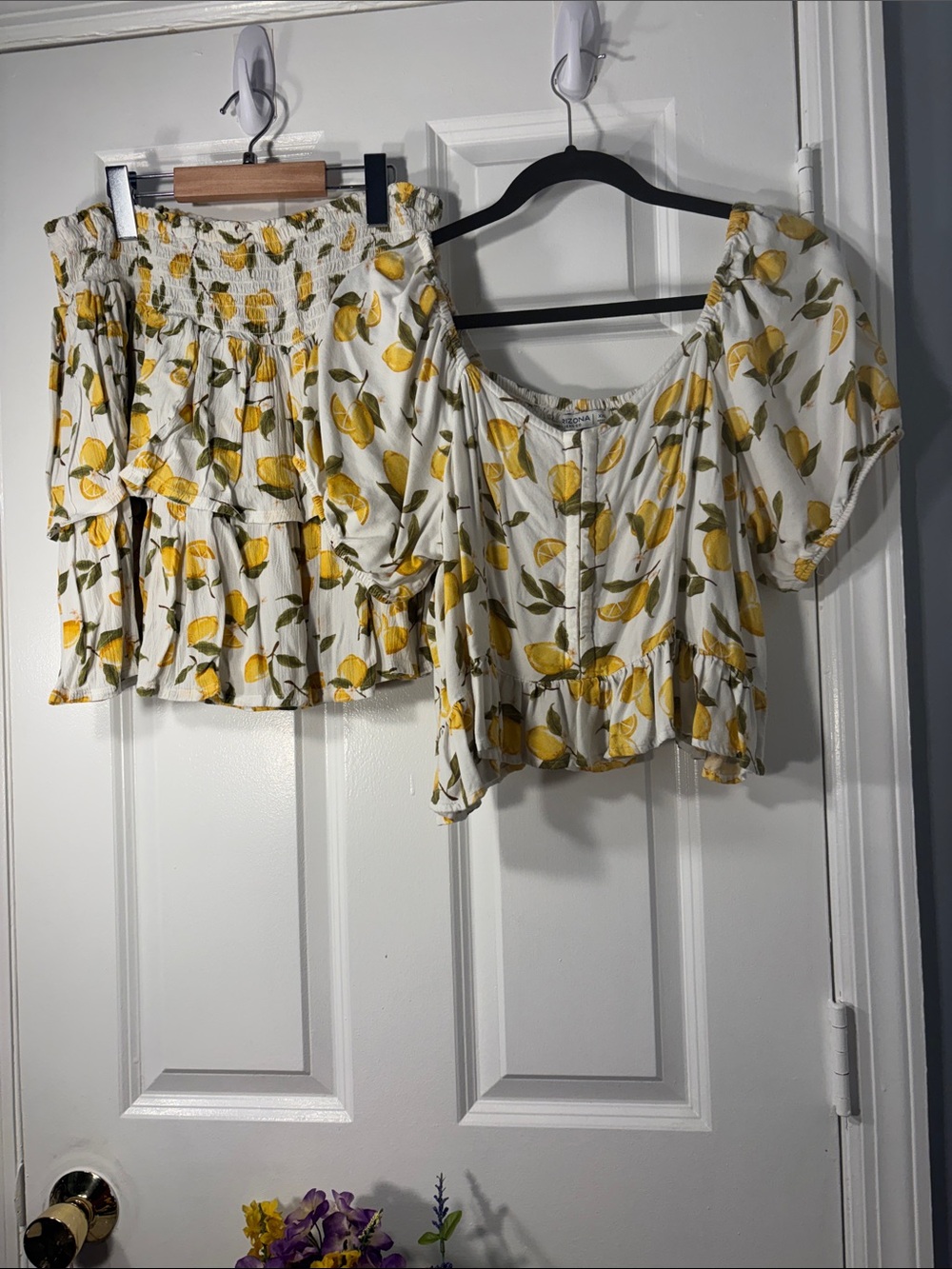 Arizona Jean Co. Lemon Print 2-Piece Top & Skirt Set XL/XXL - Picture 2 of 5